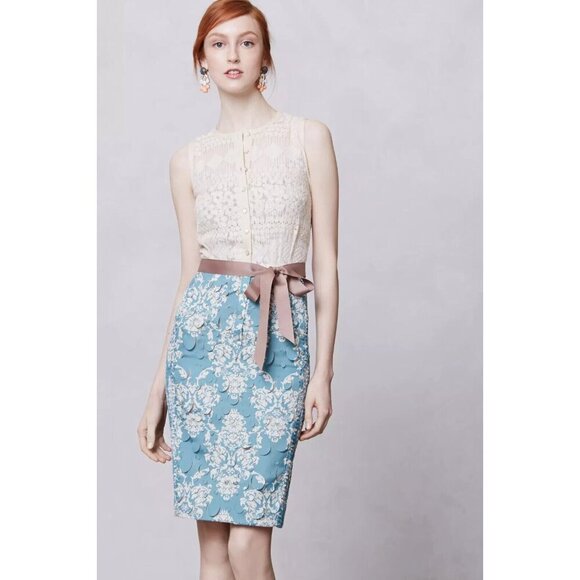 Byron Lars Cream and Blue Midi Dress - Picture 2 of 11